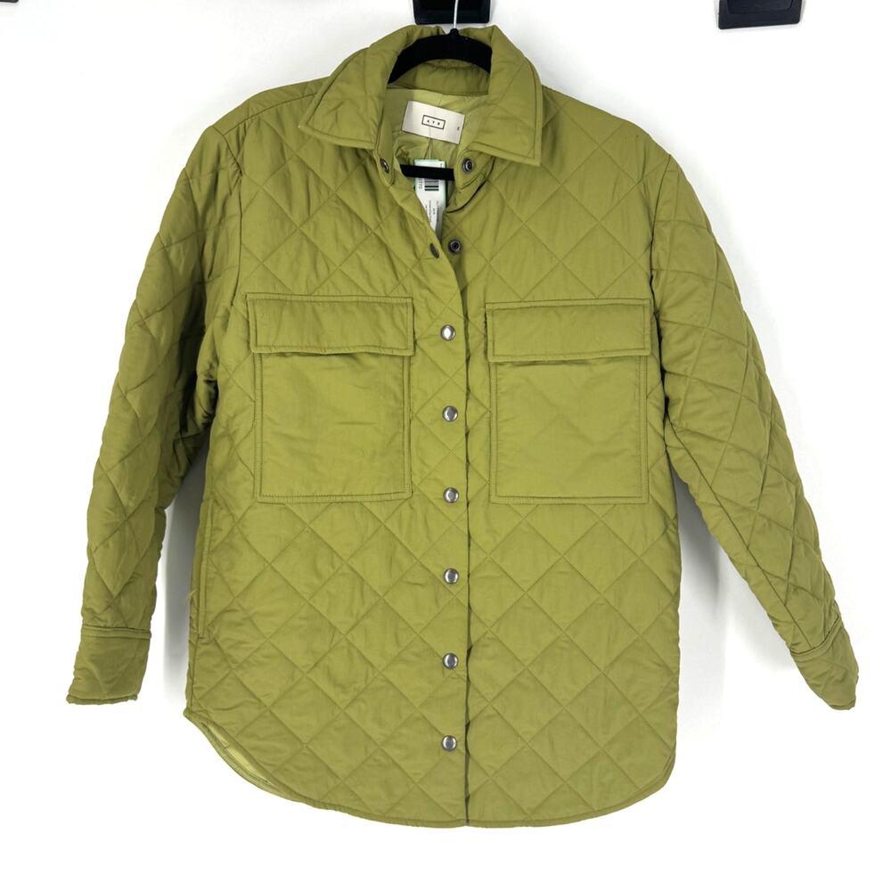 Green AYR Quilted Snap Button Collared Jacket Women's XS